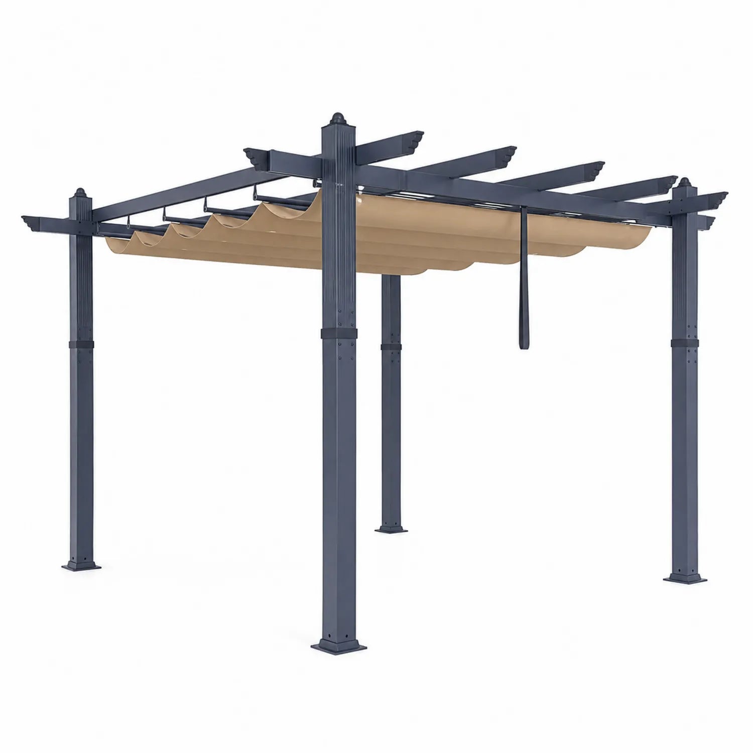 Aluminium Pergola mit Polyesterdach 300x400x230 cm Beige/Dunkelgrau
