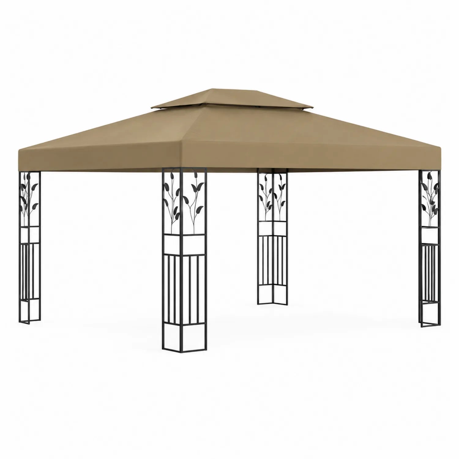Pavillon Garten 3x3m Stahlrahmen Polyester-Dach Braun