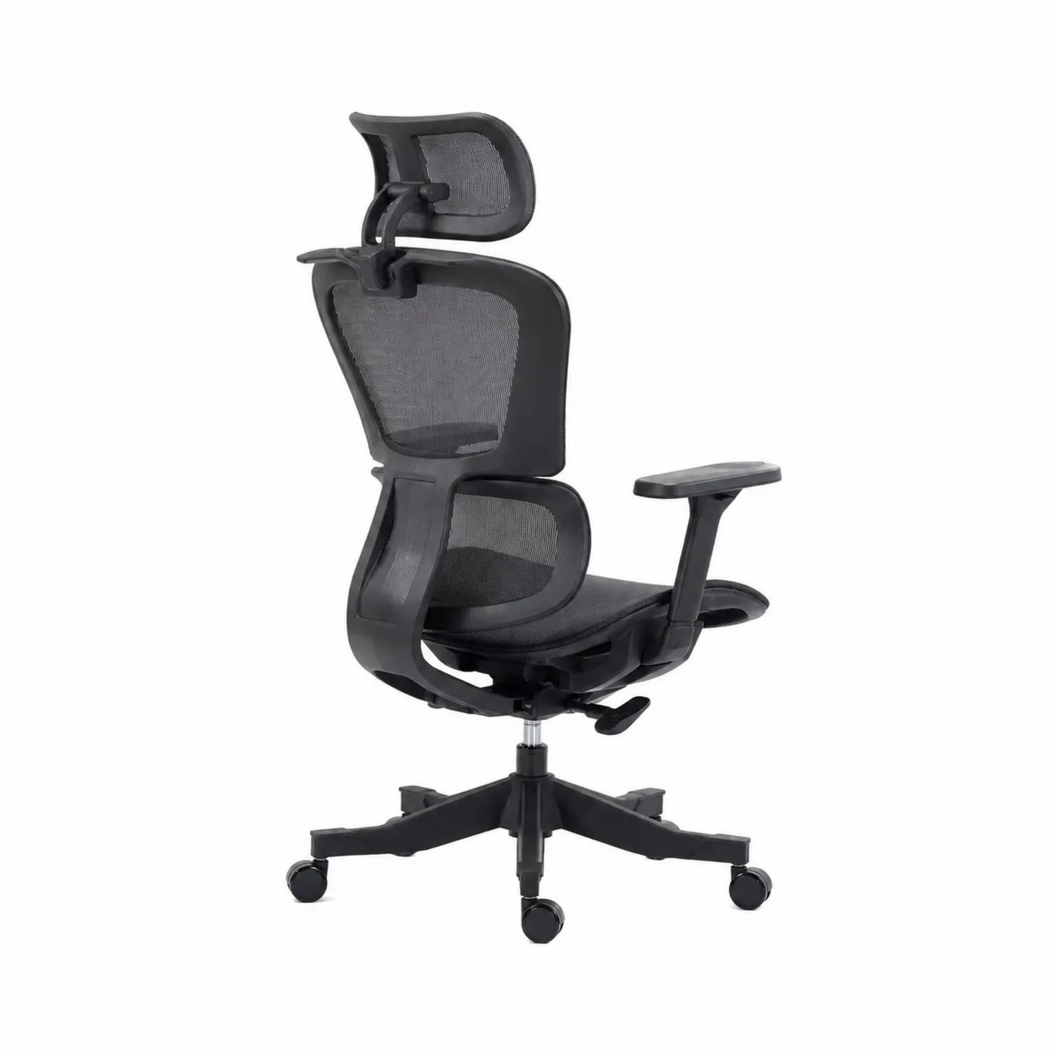 Ergonomischer Bürostuhl Netzstoff Schwarz Verstellbare Kopfstütze Lendenstütze