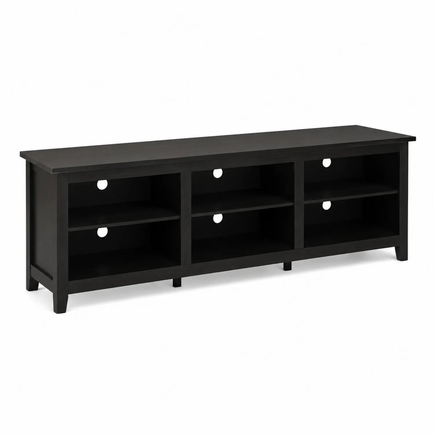 TV-Möbel mit 6 offenen Fächern, Holz, Schwarz, 150x40x50 cm