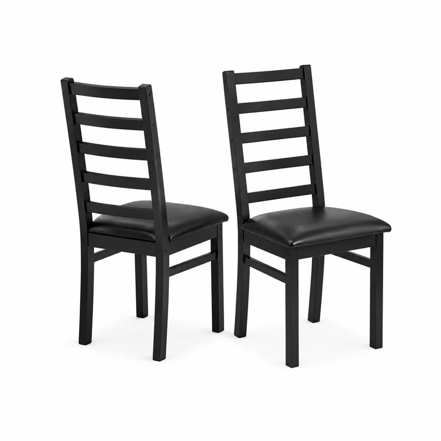 Esszimmerstuhl Set Holz mit PU-Ledersitz Schwarz 2er-Set