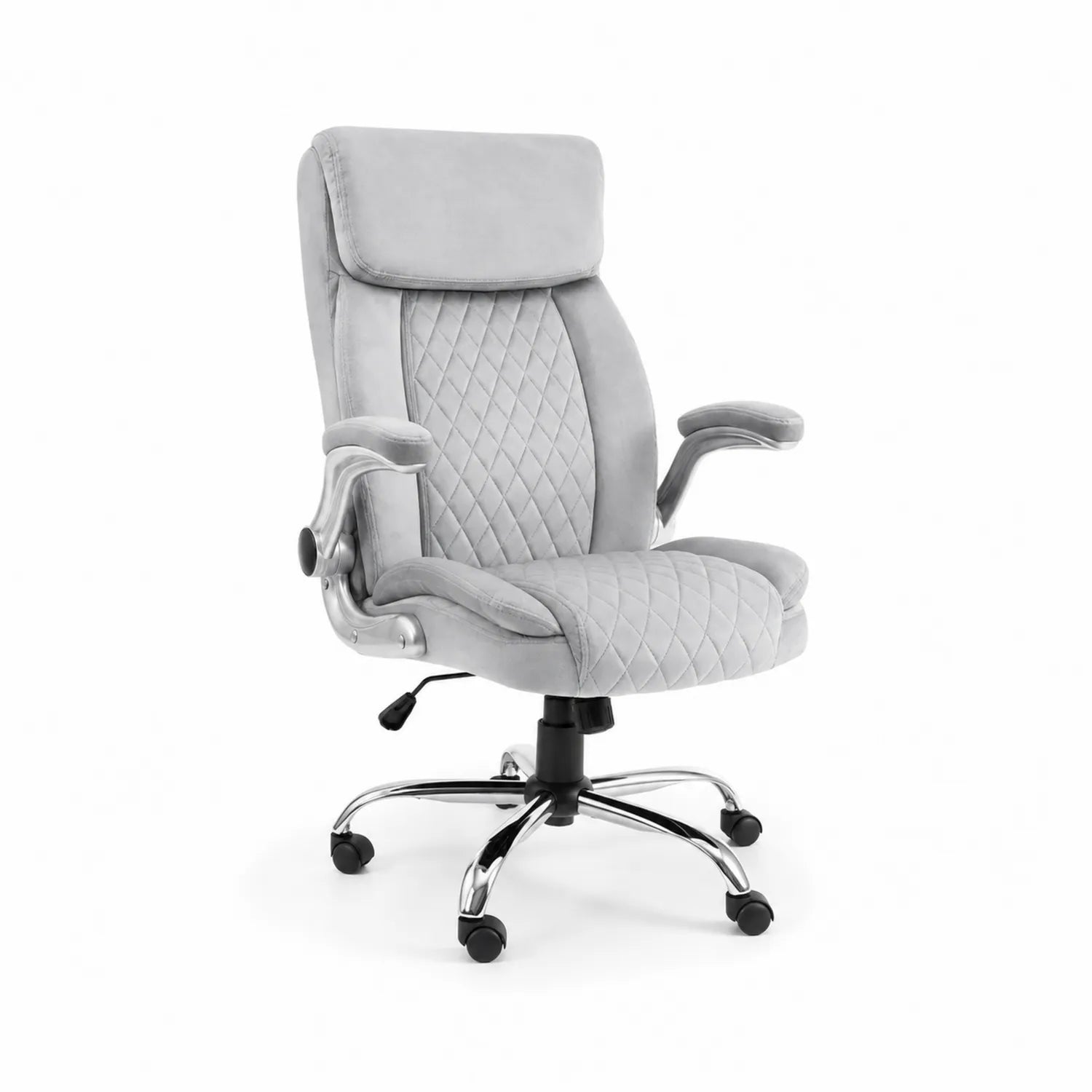 Ergonomischer Bürostuhl aus Metall und Samt Grau