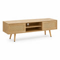 TV-Schrank aus Holz und Rattan 120x40x45 cm