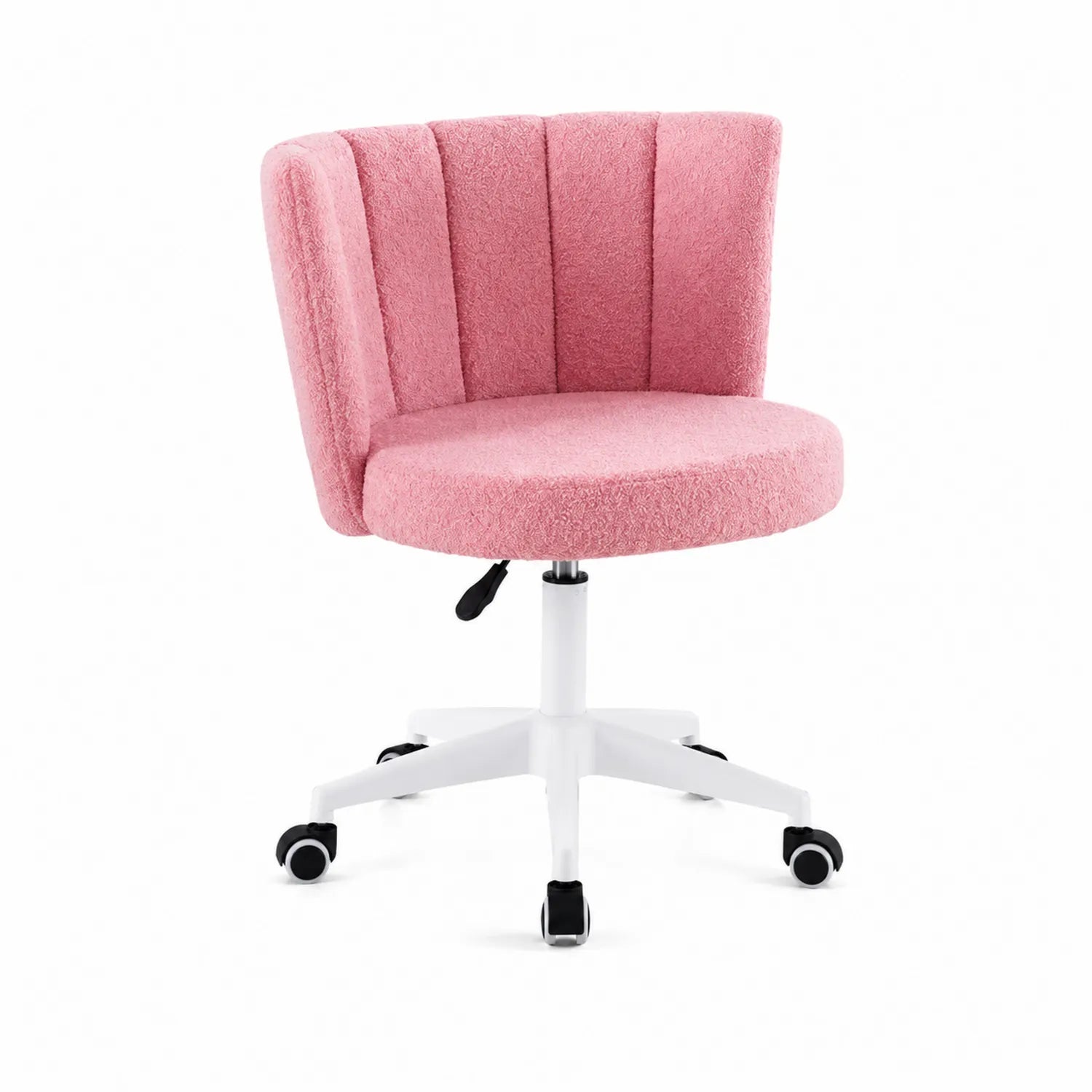 Drehstuhl mit Rosa Polyester und Weißem Gestell