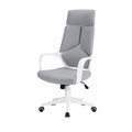 Ergonomischer Bürostuhl mit hoher Rückenlehne, Polyestergewebe, Weiß und Grau