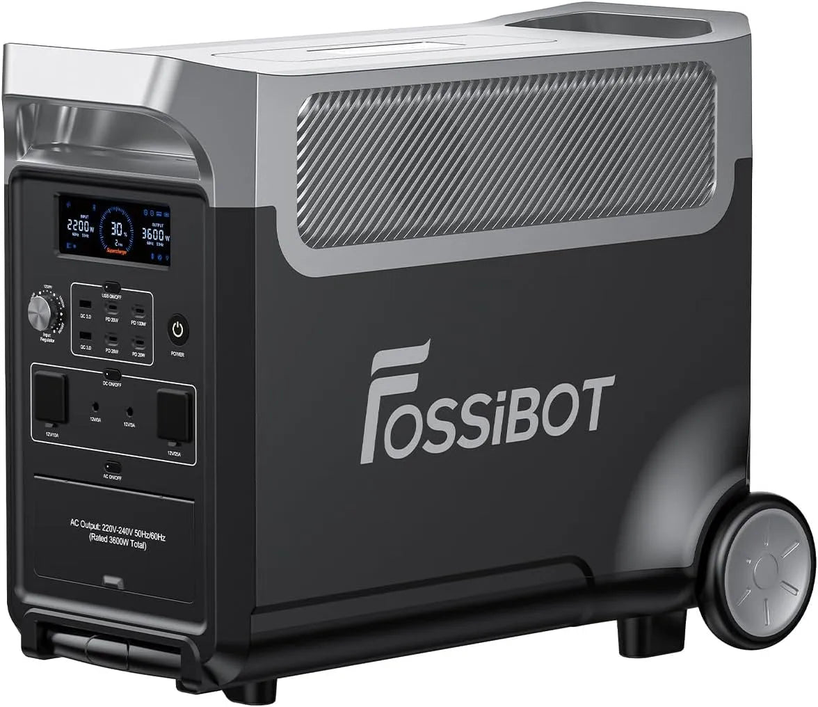 Modell Pro tragbar Powerstation 3840Wh F3600 6500+Zyklen FOSSiBOT, Erweiterbar 3.8-11.5 kWh, Leistung 2000W PV Input, Leistung 3600W AC Output