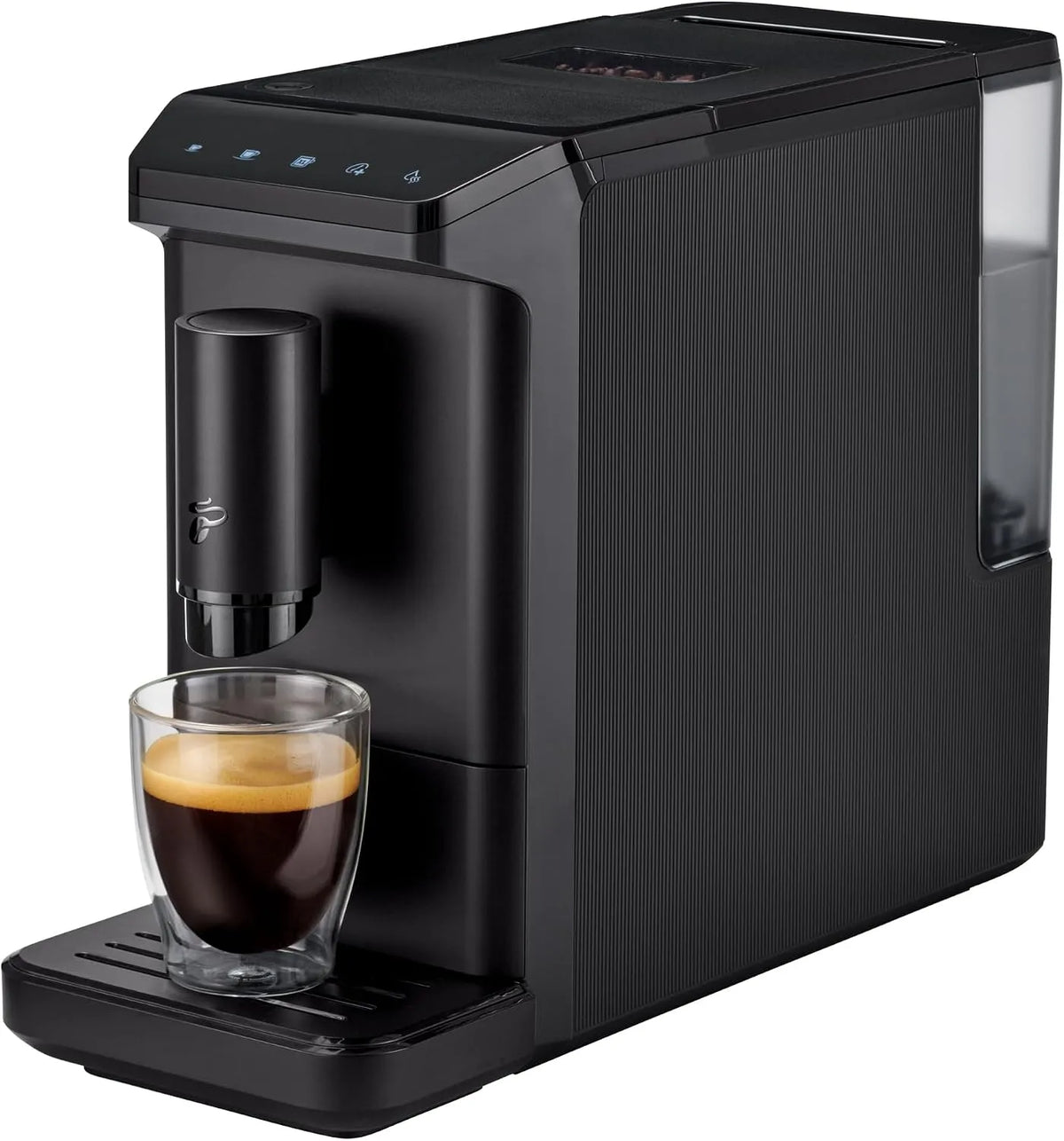 Kaffeevollautomat Tchibo, Esperto mini für Caffè Crema und Espresso, geeignet für jede Küche, Tinyhouse, in Schwarz, nur 16cm breit, Camping