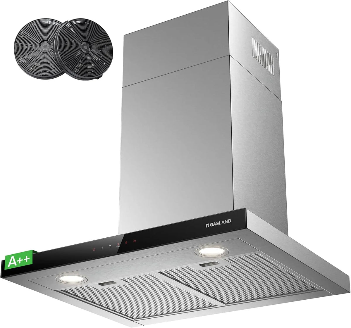 Dunstabzugshaube TR60SS Gasland, 60cm Umluft, 4 Stufen Touch Control Wandmontage abzugshaube mit Filter Edelstahl Silber