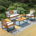Braun, MFSTUDIO Polyrattan Gartenmöbel Set Balkonmöbel Outdoor Sitzgruppe Set Terrassenmöbel