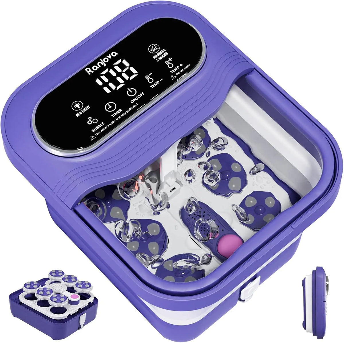 Elektrische Rotationsmassage Foot Spa, Blase, blau, Temperaturkontrolle und 24 motorisierten Shiatsu-Massagebällen