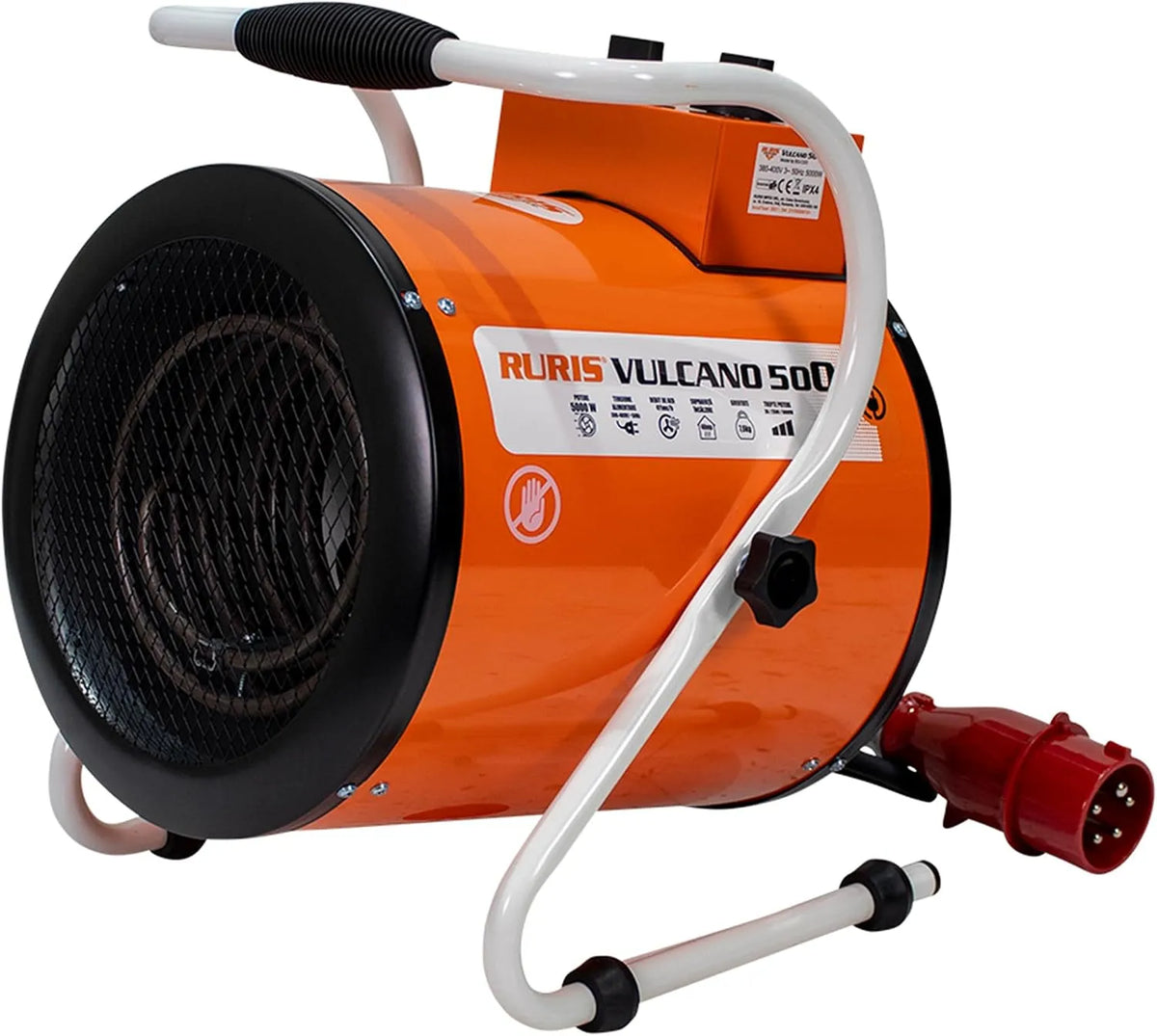 Modell Heizlüfter IPX4 Ruris Elektrischer, Spannung 400 V, 411 m³/h, Vulcano, für Werkstatt, Baustelle, 500, 5 kW, 3 Heizstufen, 380