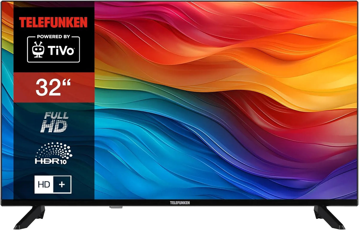 Telefunken Modell D32F751X7CW, Fernseher 32 Zoll Smart TV Powered by TiVo, HD+ 6 Monate inklusive., Full HD, HDR, Triple-Tuner