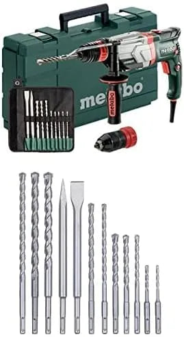 Metabo Multihammer -2 Quick Set, 10-tlg. UHEV 2860 2860-2, 12-teiliger Stein-u. Betonbohrer Satz, Meißelsatz, inklusive. SDS-plus-Bohrer