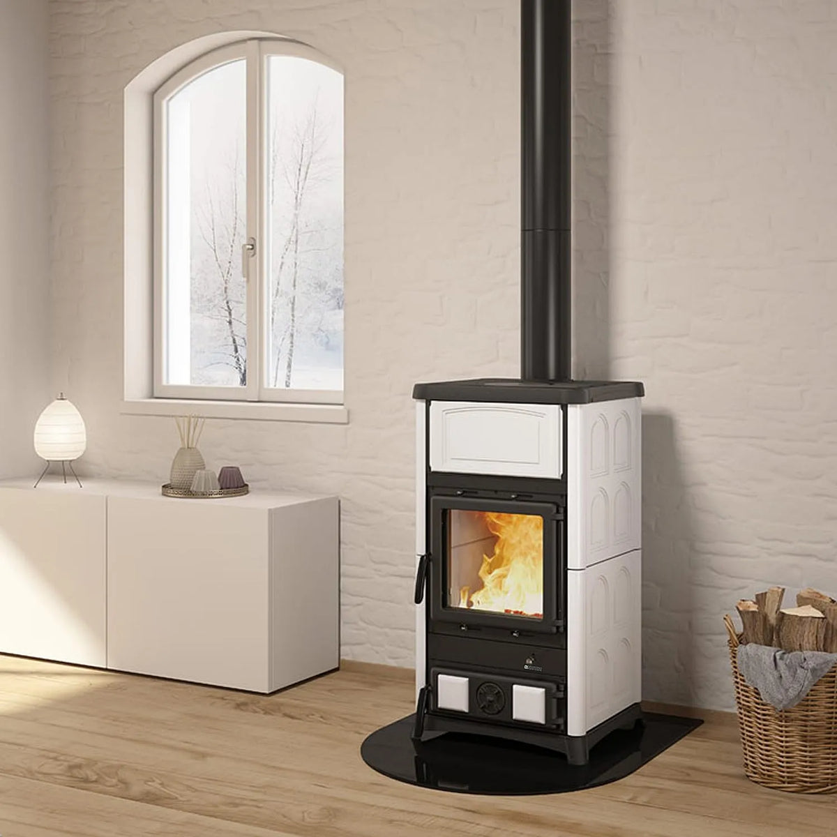 30966 Nordica, stufa a legna concita 2.0, bianco infinity