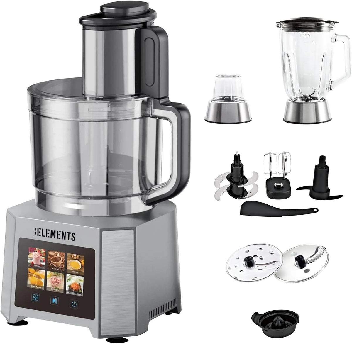 Küchenmaschine, Leistung 1000W Voll Kupfer Motor, Fassungsvermögen 3 Liter Schüßel, Mixer, Gemüseschreider, Full Touch Display, Doppelschneideklinge