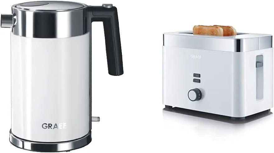 Wasserkocher WK 61 TO 61 Graef Edelstahl, weiß & Graef Toaster, weiß, Acryl
