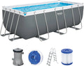 Bestway Pool, Power Steel Frame Set mit Filterpumpe 412 x 201 x 122 cm, eckig, Farbe Grau