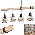 Modell Yaak E27 HOFSTEIN Hängeleuchte, 4-flammige Hängelampe aus Metall, Holz in Schwarz, Naturfarben, moderne Leuchte im Retro, Esszimmer, Küche