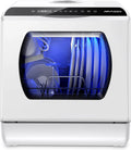Geschirrspüler AIRMSEN Mini, Tischgeschirrspüler mit 5+1 Betriebsprogramme 5L Wassertank, 2 Wege Wasserversorgung, Touch Control & LED-Display, Weiß