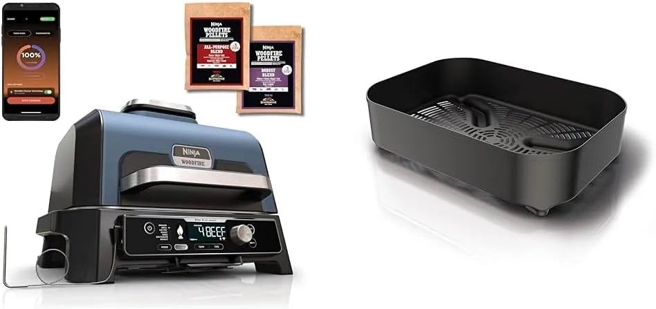 Ninja Grill, Woodfire Pro Connect XL Elektrischer BBQ Smoker & Korb, Kompatibel mit Elektrogrill, Offizielles Zubehör XSKCRISPBTEUK