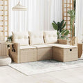 Set ACAGALA Gartenmöbel, mit Stauraum 4 Teilig Poly Rattan Balkonmöbel Set, mit Kissen & wasserdichte Innentasche, Klappbarer Aufbewahrungsständer