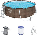 Bestway Pool, mit Filterpumpe & Sicherheitsleiter 366 x 100 cm, Steel Pro Max Framepool-Set, rund