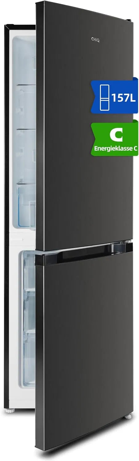 Kühl-Gefrierkombination CBM157LC CHIQ, Fassungsvermögen 157L, 144 cm Höhe, Fassungsvermögen 48L, 4-Sterne Gefrieren, Jahr, in Schwarz, 121 kWh