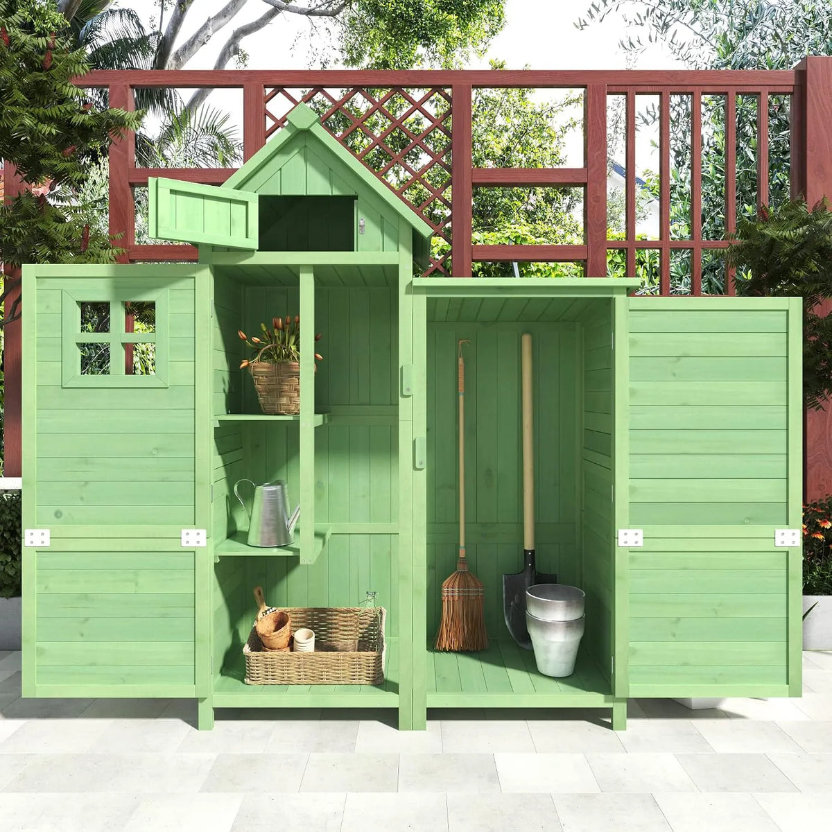 Gerätehaus, Maße 118 x 54 x 173 cm, 1 x Geräteschrank, Holz, wetterfest, Set, BxT: 118x54 cm, 1 St., Gartenschrank Geräteschuppen Geräteschrank