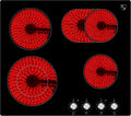 Kochfeld CK-7206K 4er, Herdplatte 4 Kochfelder mit Knebel-Steuerung, Breite 59CM, Fassungsvermögen 11 Leistungsstufen, Kochplatten, 4 ZONEN, 7200 Watt