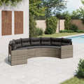 Kissen Halbrund Farbe Grau Poly Rattan Gartenmöbel Set Gartensofa mit, Gartenlounge Sitzgruppe für Terrasse, Outdoor Balkonset Terrassenmöbel