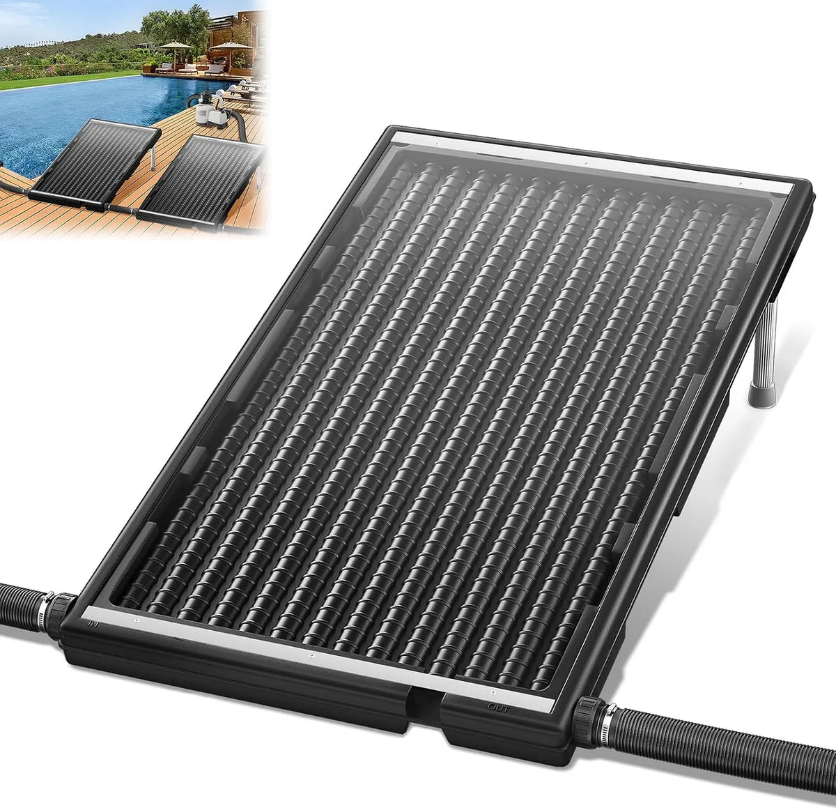 Pool Aufun Sonnenkollektor, Garten, Gartendusche, Poolheizung Solar 110x69x14 cm Solarheizung 10000 L/h Höhenverstellbar 38mm Anschluss