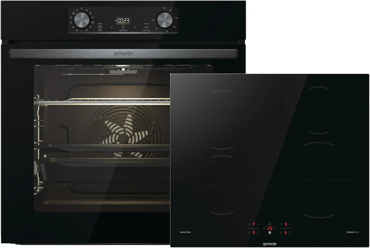 Gorenje Kochfeld GI6401BSC BOS6737E06BG, Fassungsvermögen 77L, Made in Europe, AirFry, in Schwarz, PizzaMode 300°C, ExtraSteam, PerfectGrill