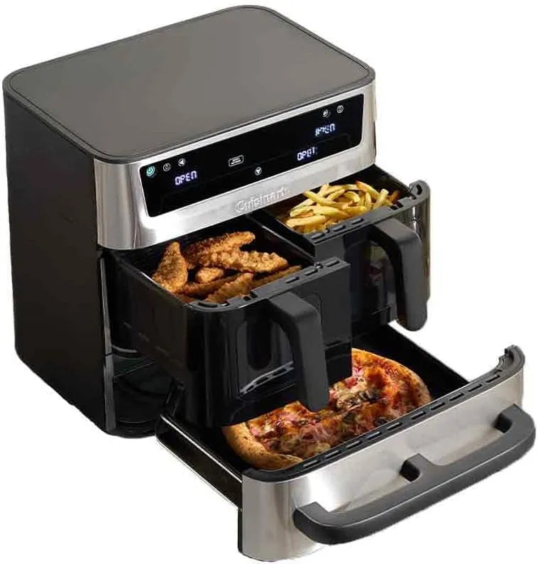 Heißluftfritteuse, 3 Zonen, 9-in-1: Frittieren, Backen, Dörren, Toast, Sync & Match, Cuisinart Tri Zone 13,6L & Ofen, 2×4,3L Körbe + 5L Schublade