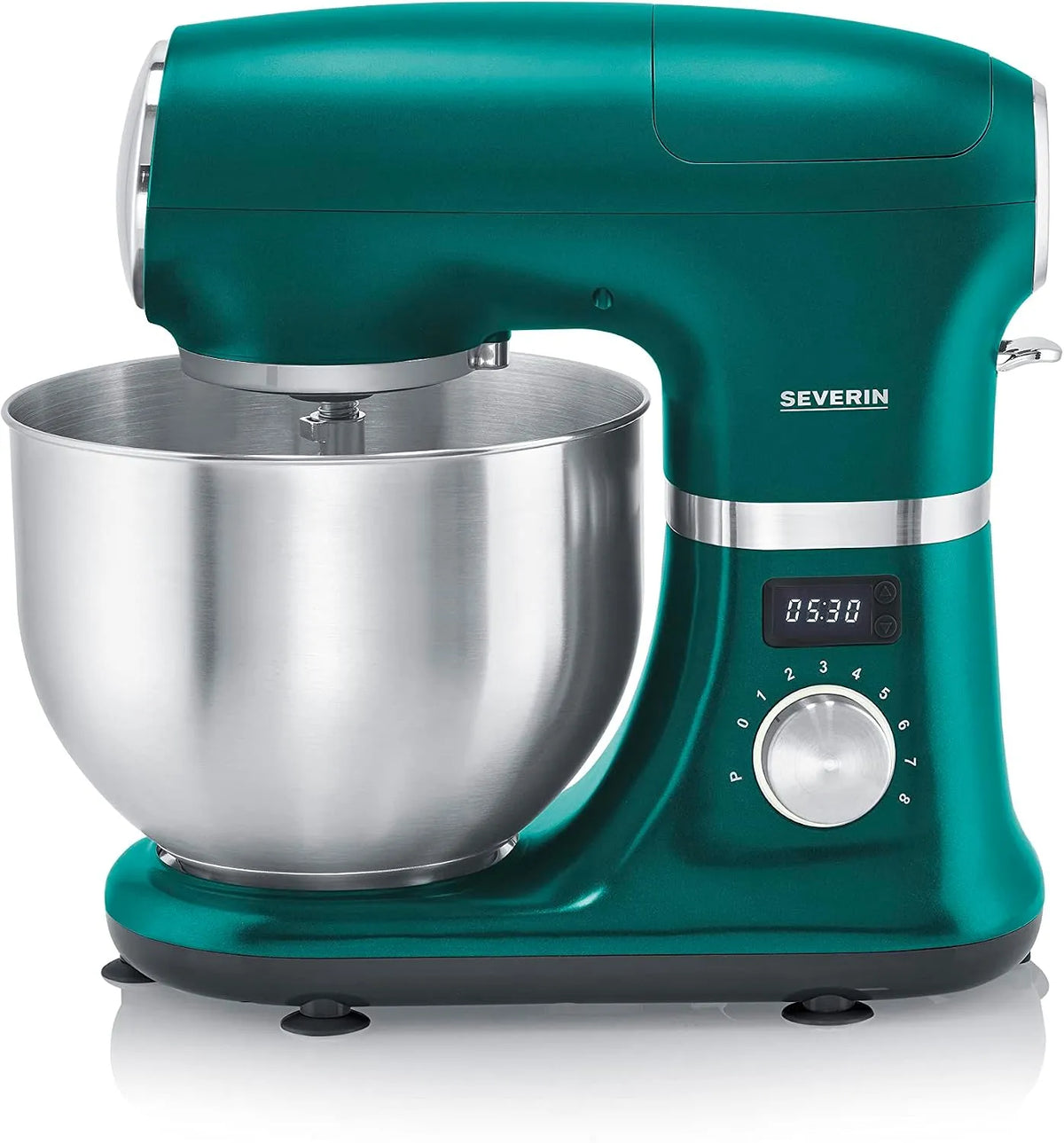 Severin Küchenmaschine KM 3896, Leistung 1.000 W, Flachrührer und Schneebesen, große Knetmaschine für 3 kg Kuchenteig, matt-grün