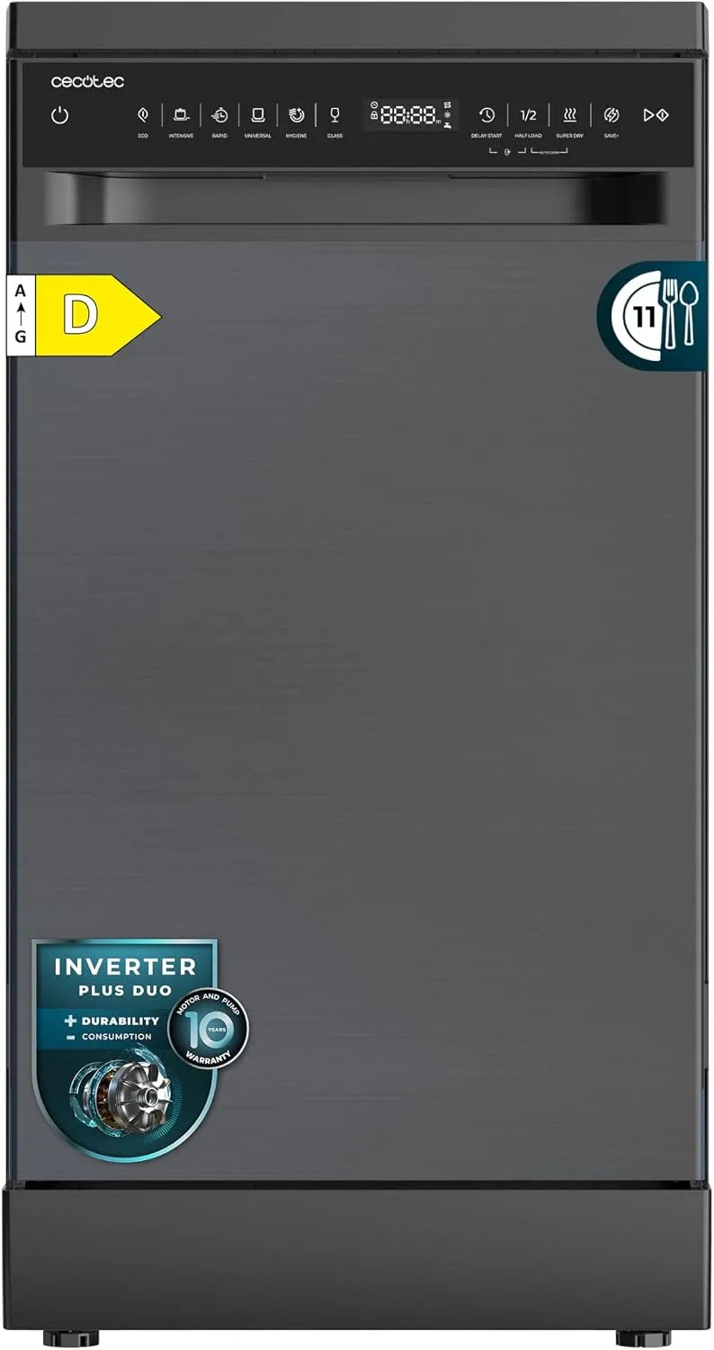 Cecotec Geschirrspüler, Freistehender 45 cm Bolero Aguazero 4360. 11 Maßgedecke, Inverter Plus Duo Motor, 9 Betriebsprogramme, Extra Trocken