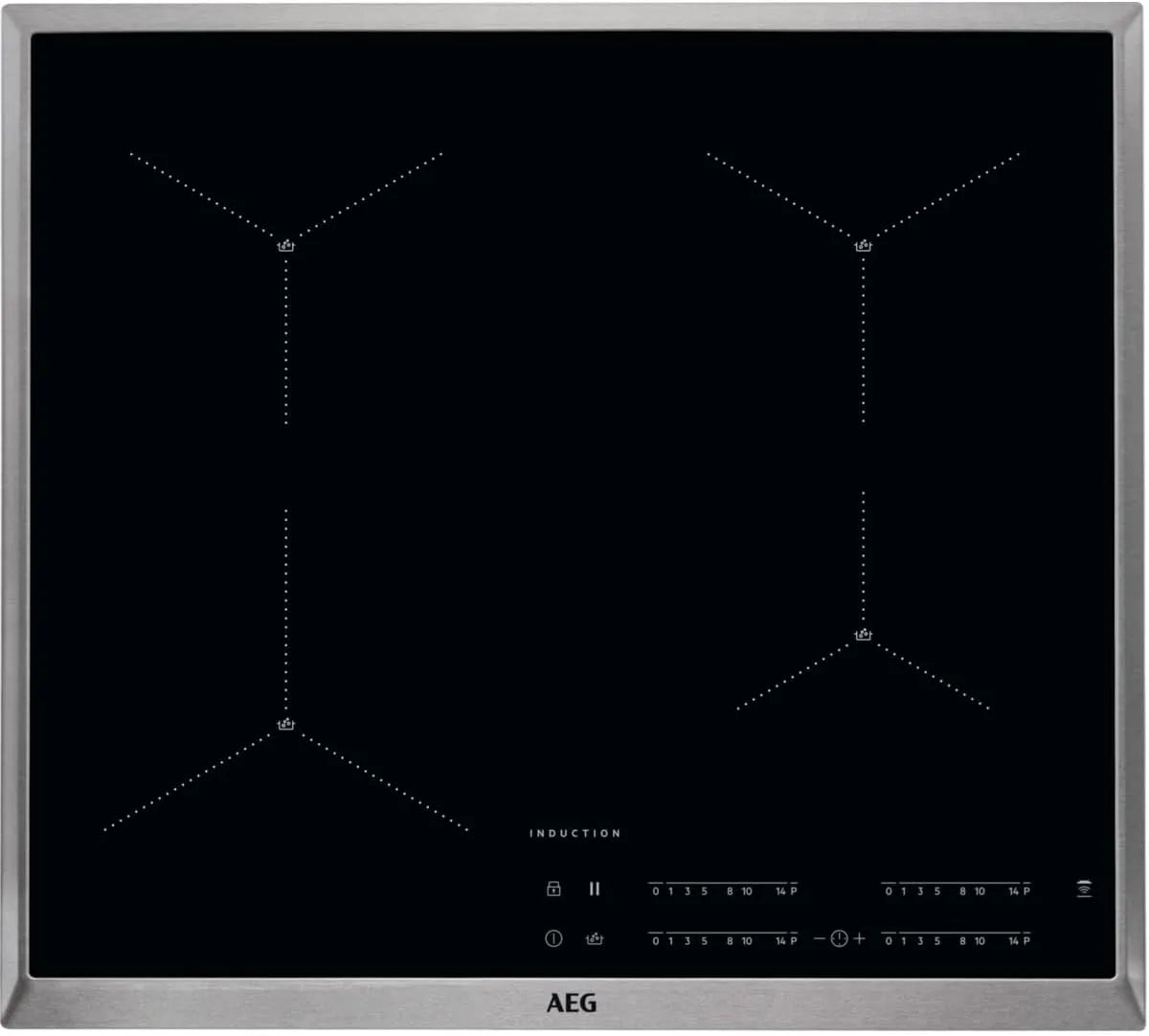AEG Kochfeld IAE64411XB 7000, Breite 60 cm, 4 Kochzonen, Autarkes, Serie mit SenseBoil, Induktion, Hob²Hood, Slider-Bedienung, Edelstahlrahmen