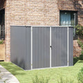 Gerätehaus, Maße 195x198x159 cm, Garten Schuppen mit Schrägdach Gartenhaus Verzinkter Stahl, wetterfest Geräteschuppen mit Tür, Fenster, Gartenschrank