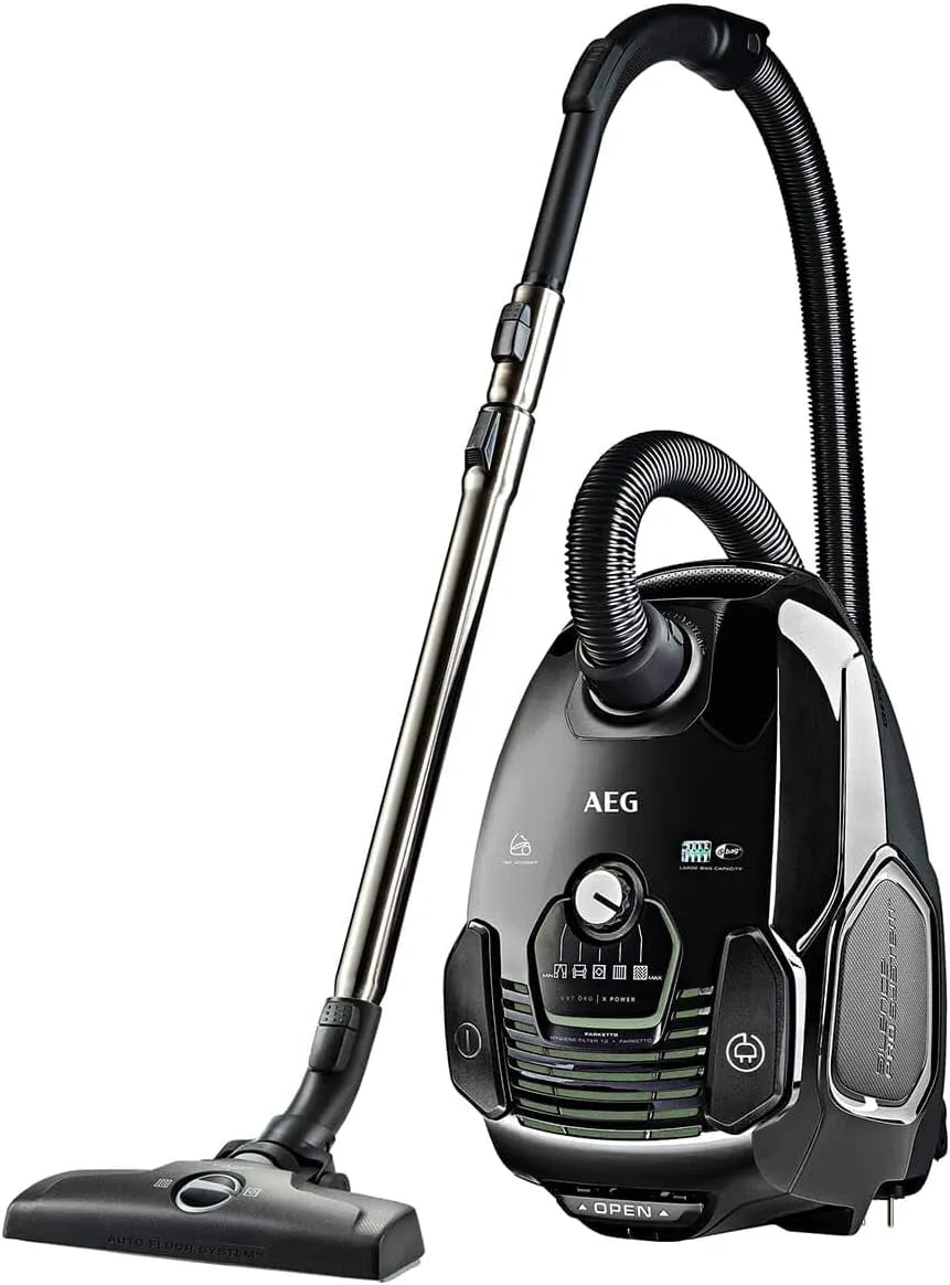 AEG Staubsauger VX7-2-ÖKOX, 60% Recyclingmaterial, 650 Watt, waschbarer Filter, Ergo-Handgriff, grün, 69 db, 360° Softräder, 12 m