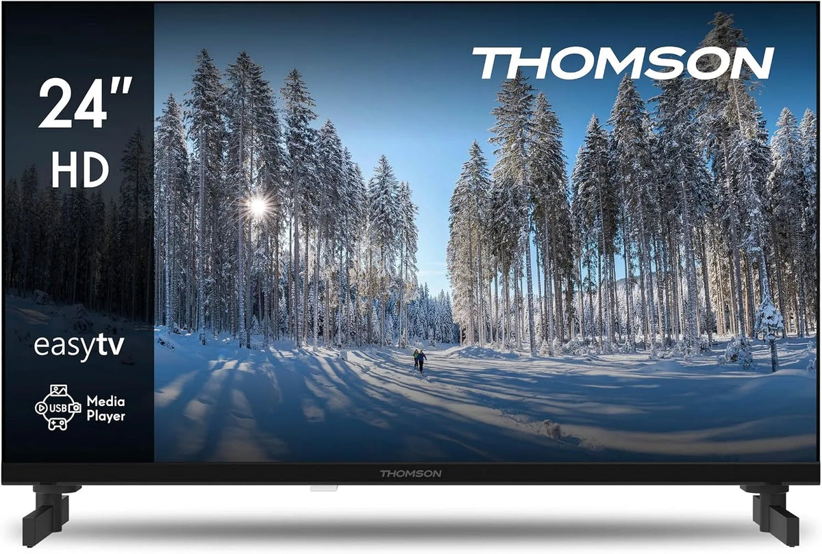 Modell DVB-T2, Thomson 24 Zoll 24HD2S13, Breite 60 cm, S2, Dolby Audio, 3X HDMI, Ohne Smart-TV, Hotel-Modus, HD Easy TV, LED Fernseher, Triple-Tuner