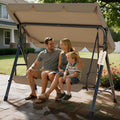 3 Sitzer Verdego Hollywoodschaukel, Hollywoodschaukeln 193x110x152cm, Gewicht 200KG Belastbar, Gartenschaukel mit Verstellbarem Dach, Anti Rutsch Füß
