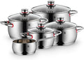 WMF Topfset, Quality One Induktion 5-teilig, Kochtopf Set mit Glasdeckel, Cromargan Edelstahl poliert, Induktions Töpfe Set unbeschichtet