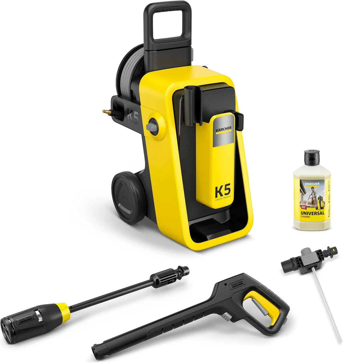 Kärcher Hochdruckreiniger, K 5 Comfort, Druck: 145 bar, Fördermenge: 500 l/h, Gewicht: 18,2 kg, Fläche: 40 m², 4-in-1 Multi Jet, Schlauchtrommel
