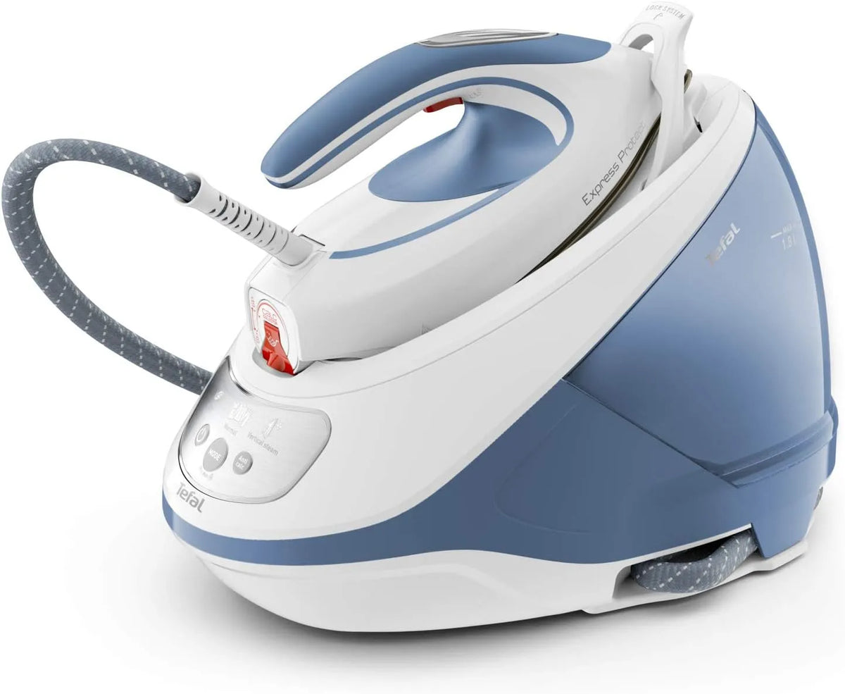 Tefal Modell, Fassungsvermögen 1,8 L Wassertank 5-Bar-Druck SV9202, Dampfstoß: 520 g, leistungsstarker 7, Smart Temp-Technologie, Min., weiß, blau