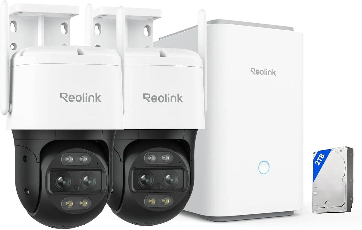 8MP 2TB, Home Hub Pro mit HDD + 2X TrackMix WiFi, Auto-Tracking-Zoom, Zentralisierte Steuerung, 30m Farbnachtsicht, KI-Erkennung
