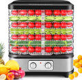 Dörrautomat Edelstahl, Dörrapparat Dehydrator Dörrgerät mit 8 Einlegefächer, Temperaturregelung 35-70℃, Leistung 400W, für Fleisch, Früchte