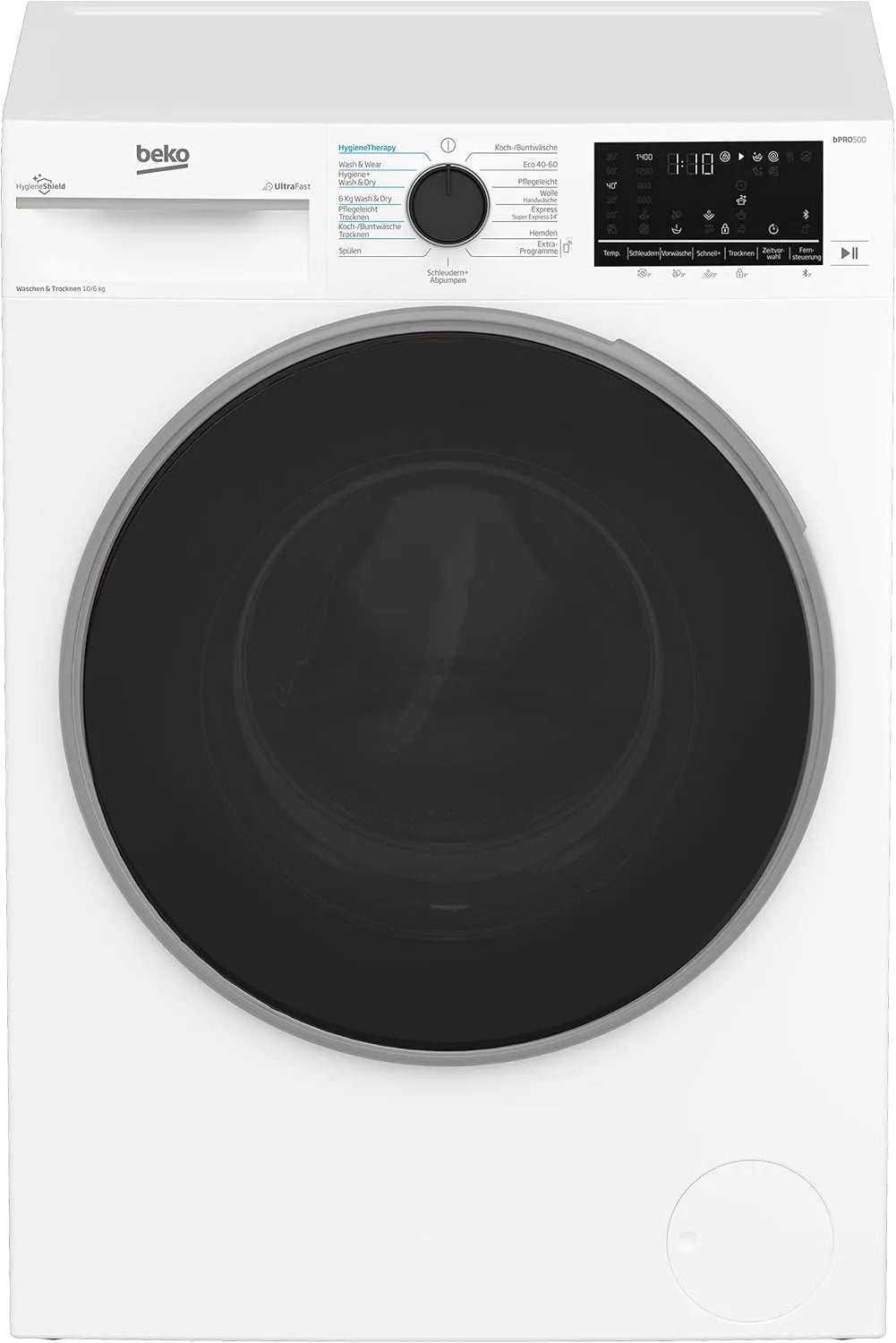 Beko Waschtrockner B3DFT510447W, Gewicht 6 kg Trocknen, bPRO 500 freistehender, Gewicht 10 kg Waschen, allergikergeeignet, Bluetooth, Dampffunktion
