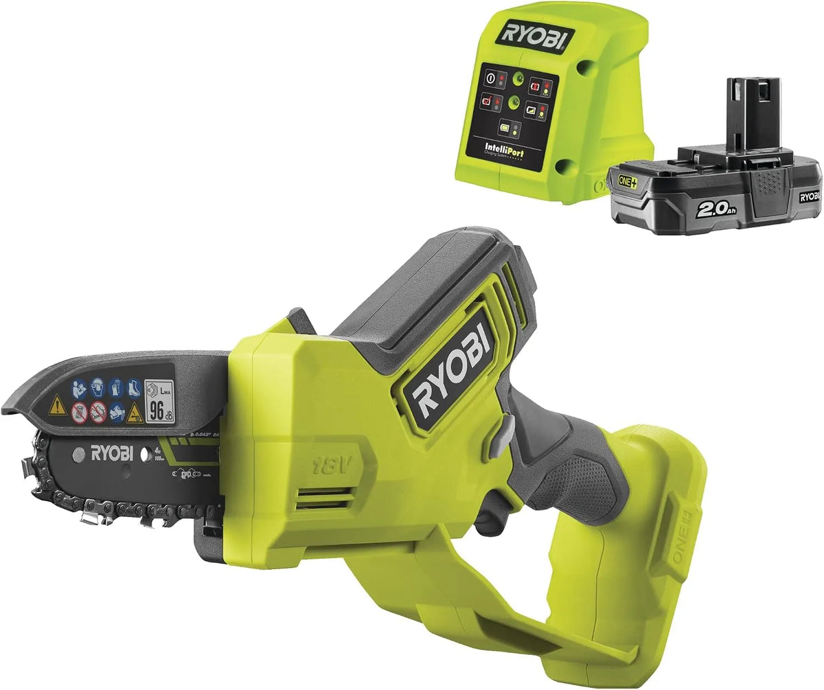 Ryobi Modell 18 V, Kettengeschwindigkeit 6,0 m RYOBI 18 V RY18PSX10A-120, inklusive. 2,0 Ah Akku und Ladegerät