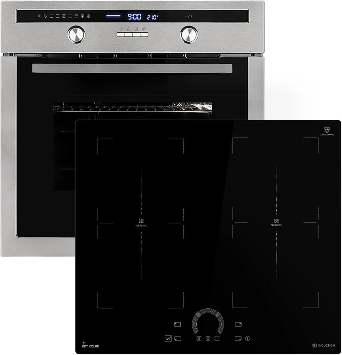 Induktionskochfeld EB8013ED IH85904FZ SET8013IH594FZ, Drehspieß, Grill, Teleskopauszüge, Autarkes Herdset: 60cm Einbaubackofen + 59cm, Heißluft