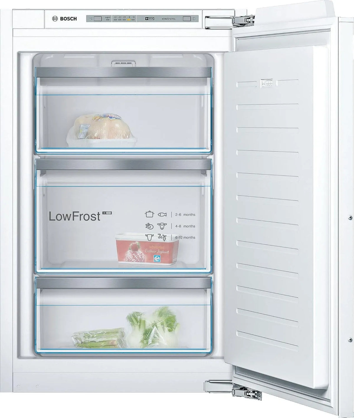 Bosch Gefrierschrank GIV21AFE0, 88 x 56 cm Nische, Flachscharnier, LowFrost seltener abtauen, Serie 6 Einbau, Fassungsvermögen 97 L, Made in Germany