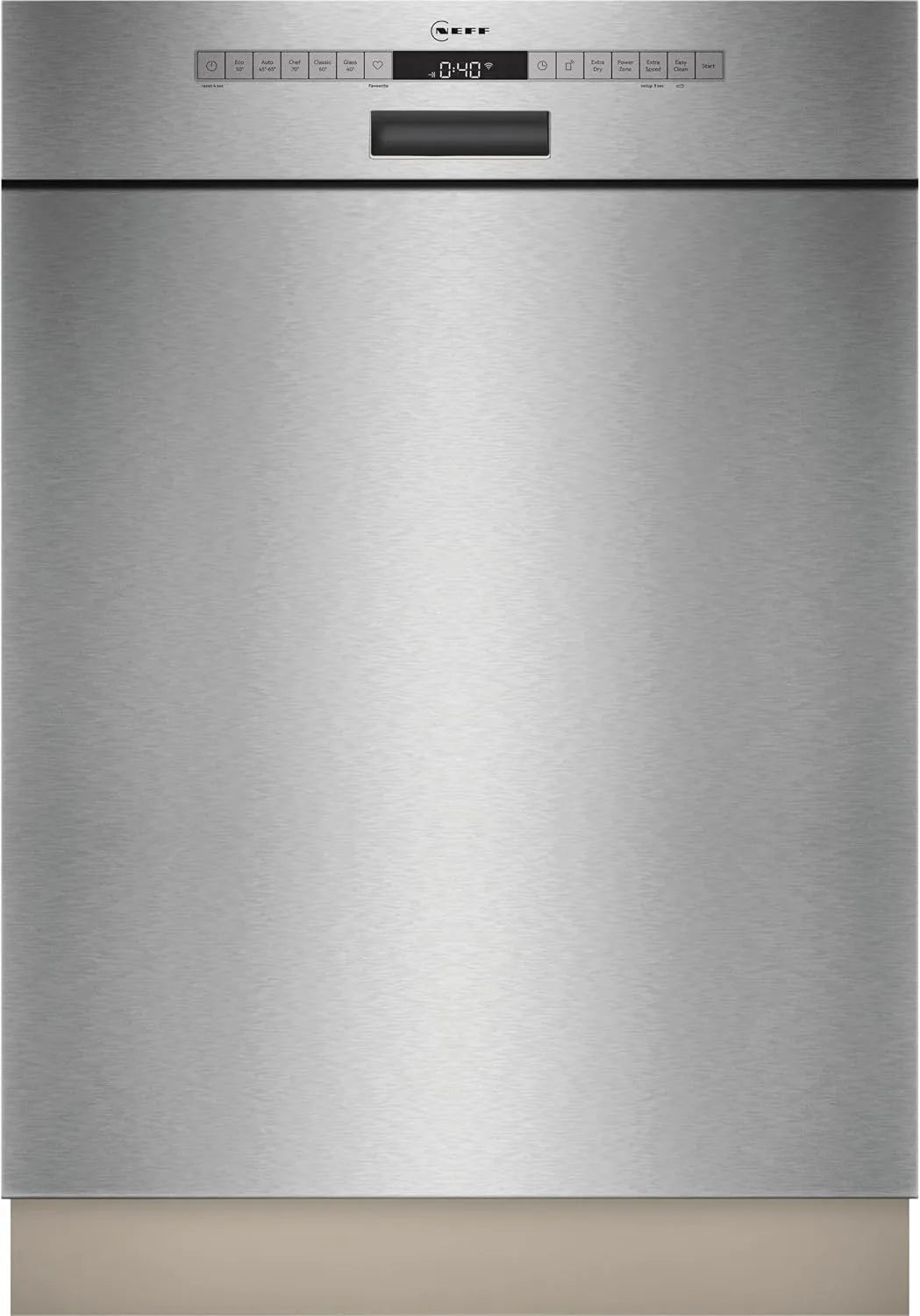 Neff Geschirrspüler S125EBS16E 70ºC, Spülmaschine Made in Germany, ckkorb, Open Dry, Favoriten, N 50, Smarter Unterbau 60 cm, Gebürsteter Stahl